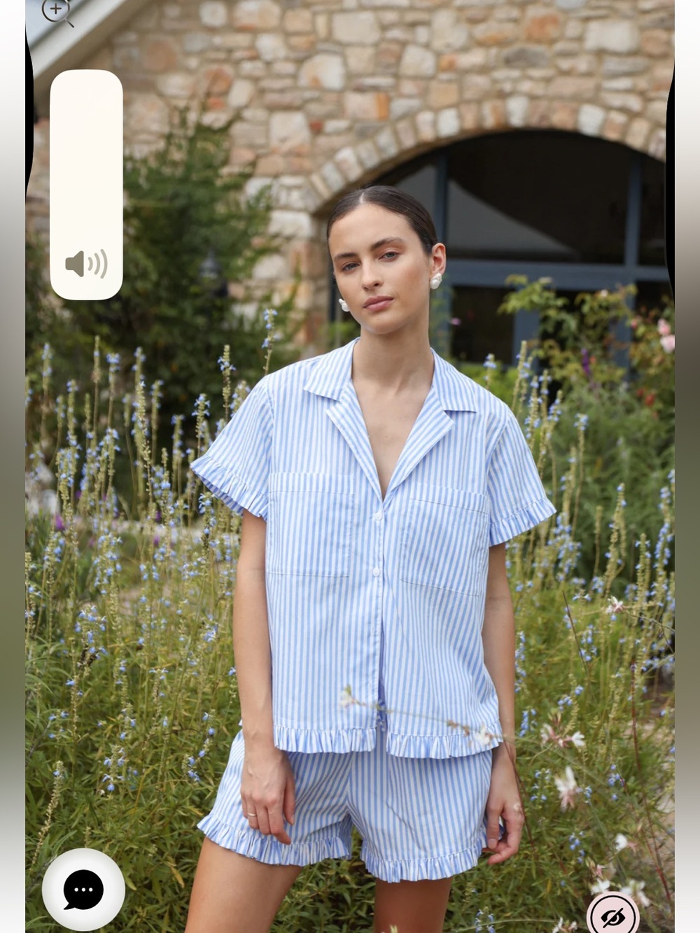 NWOT Piyama Felicity Frill Striped Pajama Set Size Small